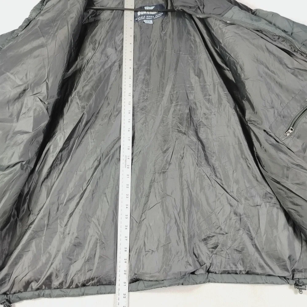 Steve & Barry's Double Down Jacket Mens 3XL Gray Hooded Puffer Winter Insulated